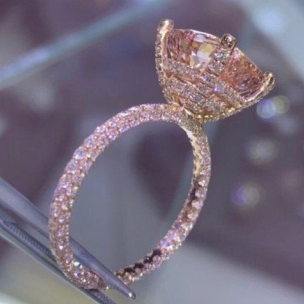 Genuine & NEW 6CT Morganite 18k Rose Gold Ring - Picture 3 of 10